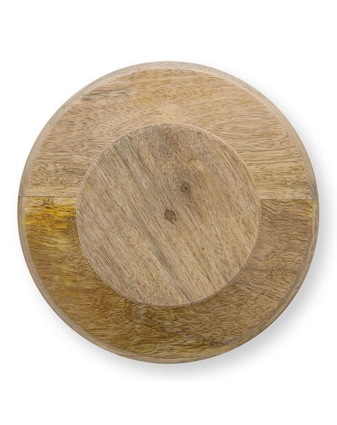 Plat sur pied en manguier blanc/bleu - 22x22x11 cm