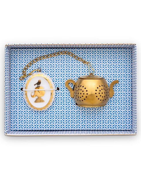 Teesieb aus weißem Royal Medallion Porzellan