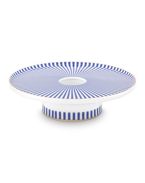 Bougeoir en Porcelaine Royal Stripes bleu - D.14.2x3.9 cm