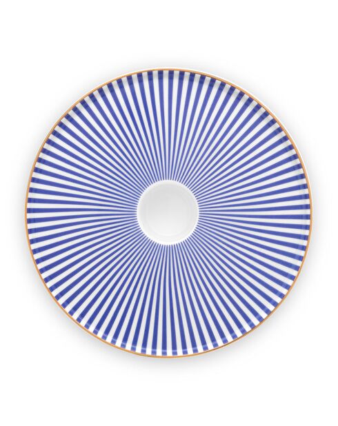 Bougeoir en Porcelaine Royal Stripes bleu - D.14.2x3.9 cm