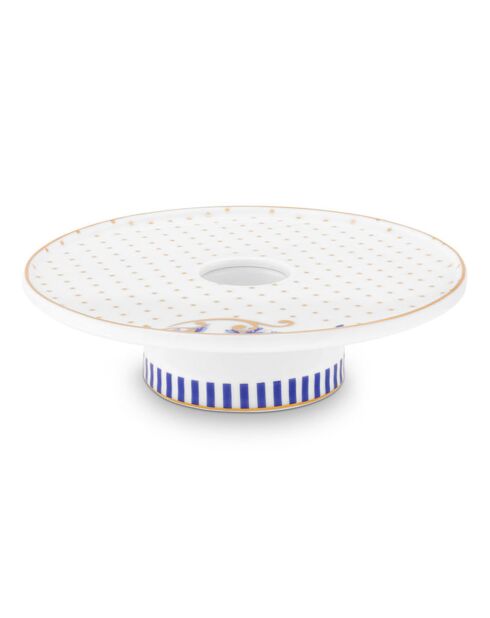 Bougeoir en Porcelaine Royal Stripes Pois blanc  - D.14.2x3.9 cm
