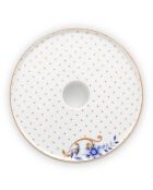 Bougeoir en Porcelaine Royal Stripes Pois blanc  - D.14.2x3.9 cm
