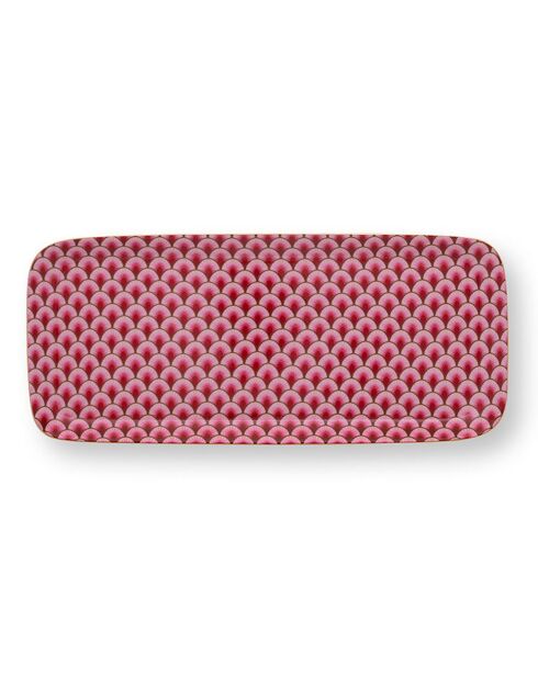 6 roze rechthoekige porseleinen schalen van Suki - D.11,8 cm