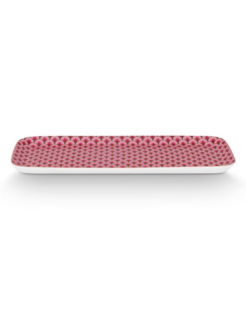 6 roze rechthoekige porseleinen schalen van Suki - D.11,8 cm