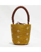 Sac à main Mustard Floral Woven ocre - 16x12x16 cm