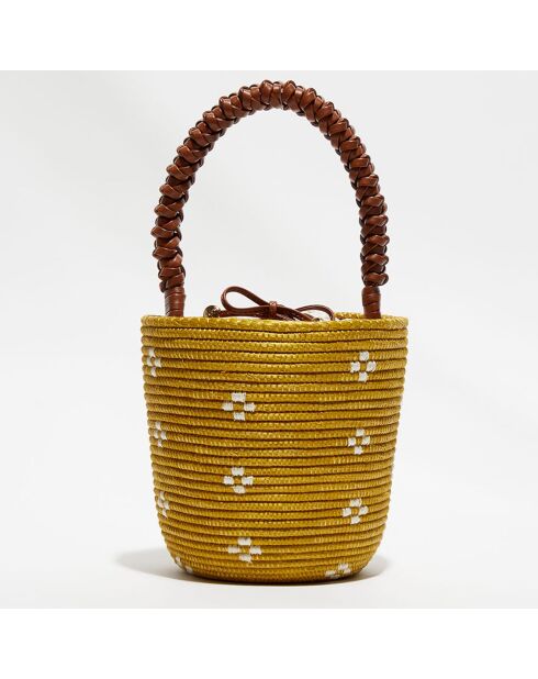 Sac à main Mustard Floral Woven ocre - 16x12x16 cm