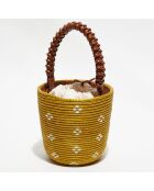 Sac à main Mustard Floral Woven ocre - 16x12x16 cm