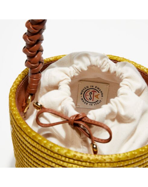 Sac à main Mustard Floral Woven ocre - 16x12x16 cm