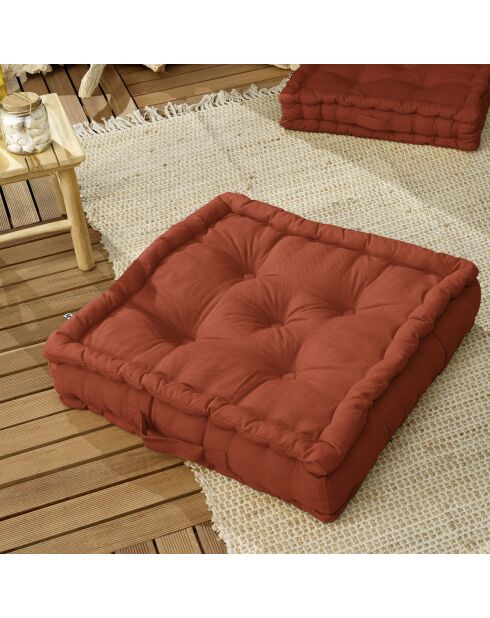 Coussin de sol Kala terracotta - 50x50 cm