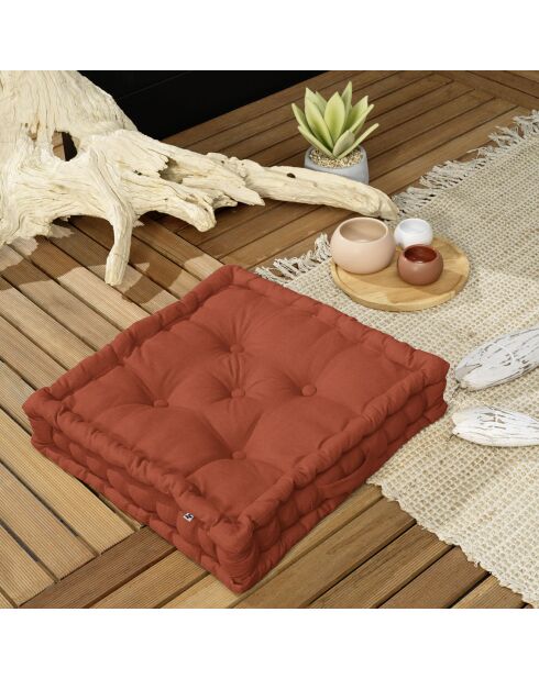 Coussin de sol Kala terracotta - 50x50 cm