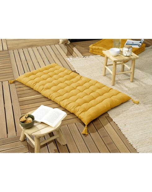 Matelas de sol avec pompons Kala safran - 60x120 cm