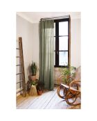 Rideau ajustable + 8 anneaux pince en Gaze de coton Gaïa romarin - 140x300 cm