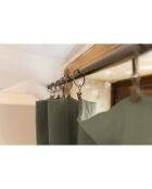 Rideau ajustable + 8 anneaux pince en Gaze de coton Gaïa romarin - 140x300 cm