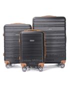 3 Valises 4 roues doubles Madeleine 50/60/70 cm noires