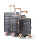 3 Valises 4 roues doubles Madeleine 50/60/70 cm noires