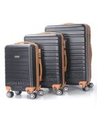 3 Valises 4 roues doubles Madeleine 50/60/70 cm noires
