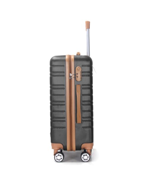 3 Valises 4 roues doubles Madeleine 50/60/70 cm noires
