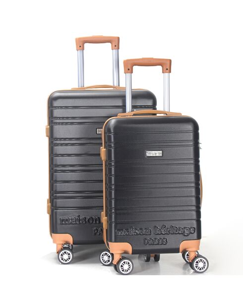 2 Valises 4 roues doubles Madeleine 50/60 cm noires