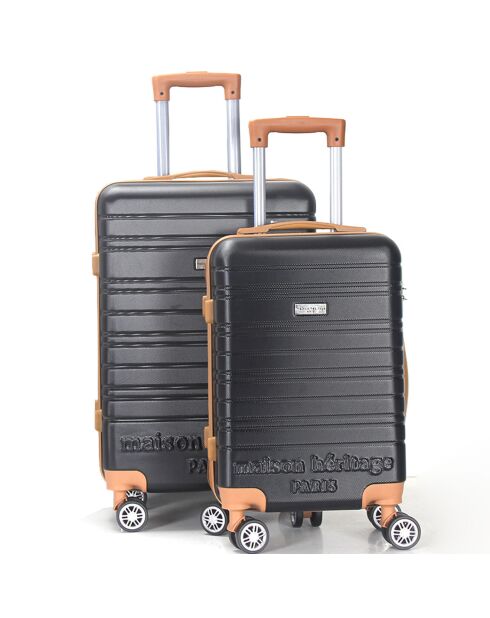 2 Valises 4 roues doubles Madeleine 60/70 cm noires