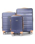 3 Valises 4 roues doubles Madeleine 50/60/70 cm bleu marine