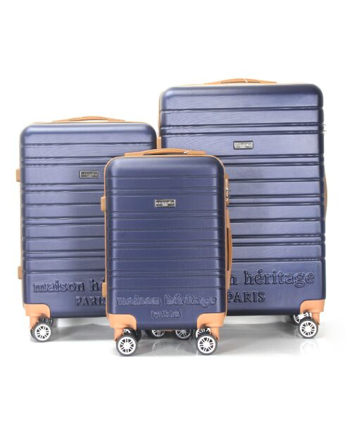 3 Valises 4 roues doubles Madeleine 50/60/70 cm bleu marine