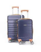 2 Valises 4 roues doubles Madeleine 60/70 cm bleu marine