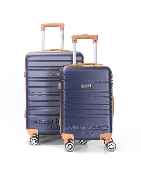 2 Valises 4 roues doubles Madeleine 60/70 cm bleu marine