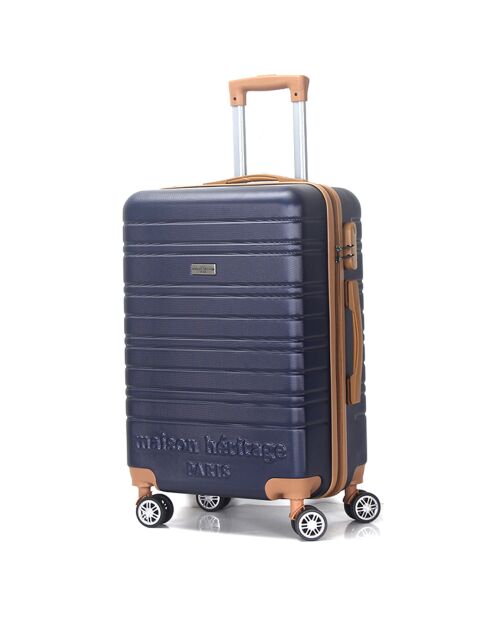 Valise Moyen Séjour 4 roues doubles Madeleine 60 cm bleu marine