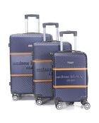 3 Valises 4 roues doubles Opera 50/60/70 cm bleu marine