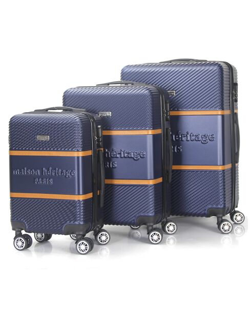 3 Valises 4 roues doubles Opera 50/60/70 cm bleu marine