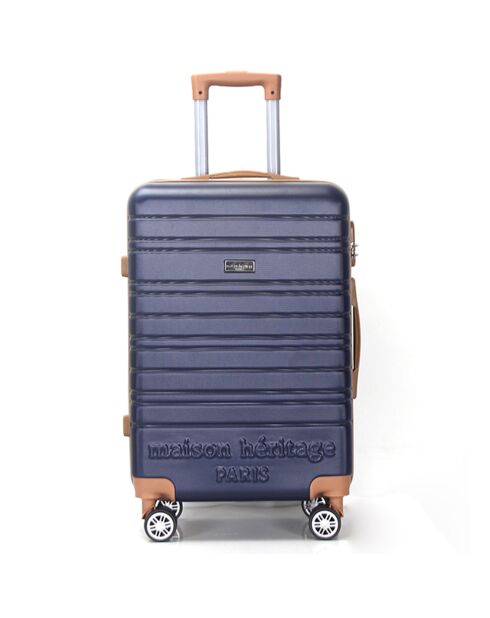 2 Valises 4 roues doubles Madeleine 50/70 cm bleu marine