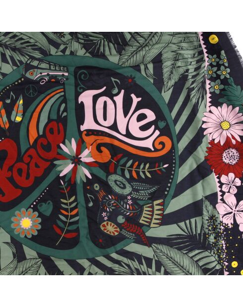Foulard carré à motif noir - 130x130 cm