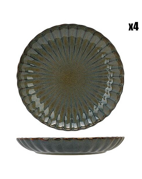 4 Assiettes plates en Grès Astera Ocean bleu/gris - D.27 cm