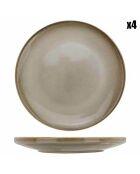 4 Assiettes plates en Grès Conico sable - D.27 cm