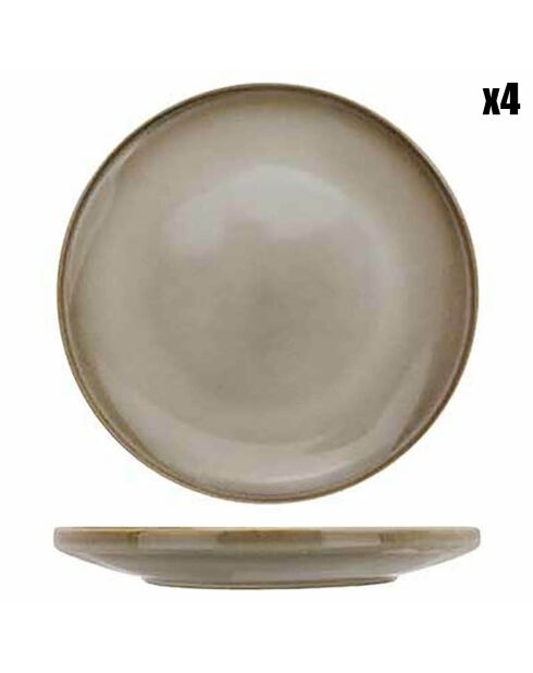 4 Assiettes plates en Grès Conico sable - D.27 cm