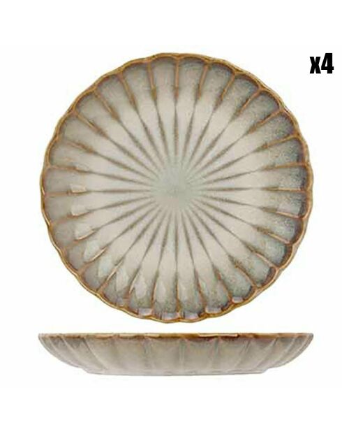 4 Dessertteller aus Perlmutt aus Steinzeug von Astera Pearl, D.21 cm