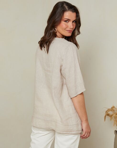 Blusa Edwina beige 100% lino
