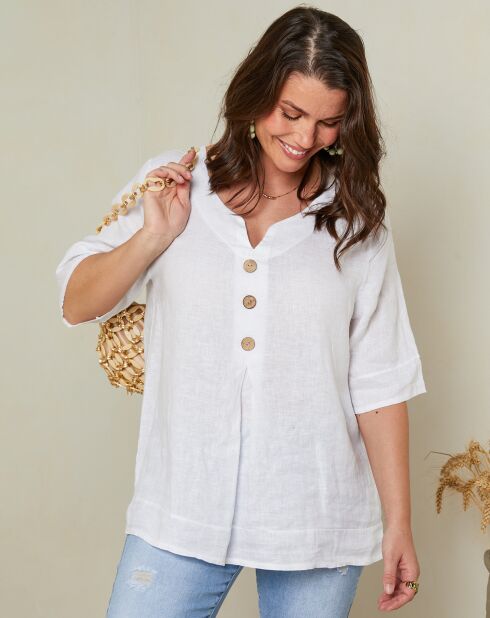 Blouse 100% Lin Edwina blanche