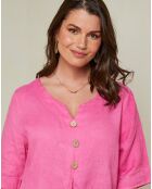 Blouse 100% Lin Edwina fuchsia