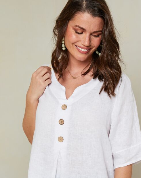 Weiße Bluse Edwina aus 100% Leinen