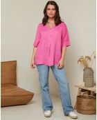 Blouse 100% Lin Edwina fuchsia
