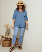 Blouse 100% Lin Edwina bleu indigo
