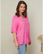 Blouse 100% Lin Edwina fuchsia
