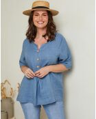 Blouse 100% Lin Edwina bleu indigo