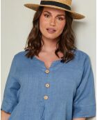 Blouse 100% Lin Edwina bleu indigo