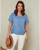 Top 100% Lin Jessy bleu indigo