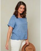 Top 100% Lin Jessy bleu indigo