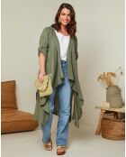 Gilet 100% Lin Isabelle vert kaki