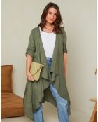 Gilet 100% Lin Isabelle vert kaki
