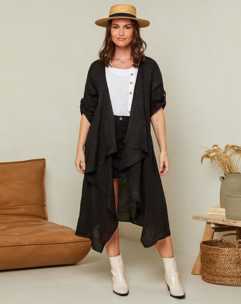 Gilet 100% Lin Isabelle noir